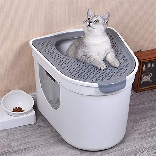 xilinshop Caja de Arena para Mascotas Top Entry Cat Litter Box Gatito Grande Kitty Cajas de Arena encerrada Gatos Aseo Easy Clean Cat Potty, 16.3"× 14.6" × 19.4" Suministros de Mascotas
