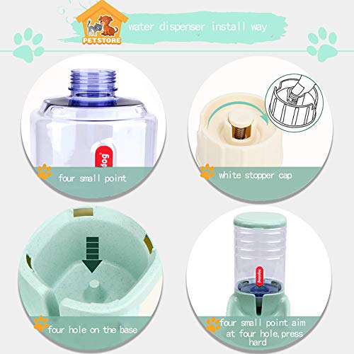 XingCheng-Sport Alimentador automático para Mascotas pequeñas y Medianas. Alimentador automático y dispensador de Agua 3.8L (Deep Green)