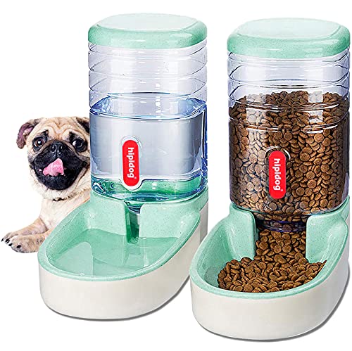 XingCheng-Sport Alimentador automático para Mascotas pequeñas y Medianas. Alimentador automático y dispensador de Agua 3.8L (Deep Green)