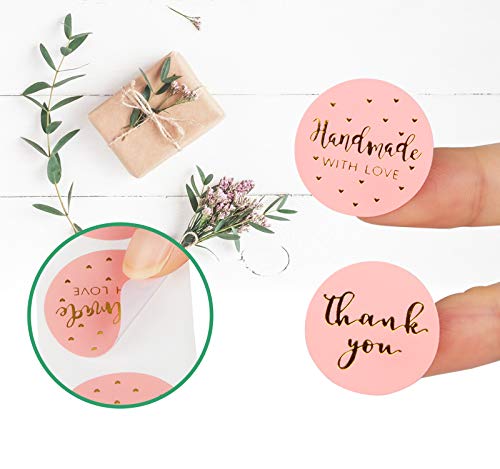 Xingsky 1000 Piezas Etiquetas Hecho a Mano,Pegatinas Redondas,Etiqueta para Hornear Decoración para Bolsas de Regalo Tarjetas,Sobres