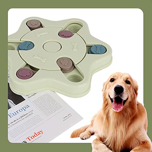 XiXiRan Juego de Inteligencia para Perros, Juguete de Puzle para Perro, Comedero Lento Perro, Dispensador de Premios Interactivo para Perros, Pet Bowl Feeder Toys con Antideslizante (Verde)
