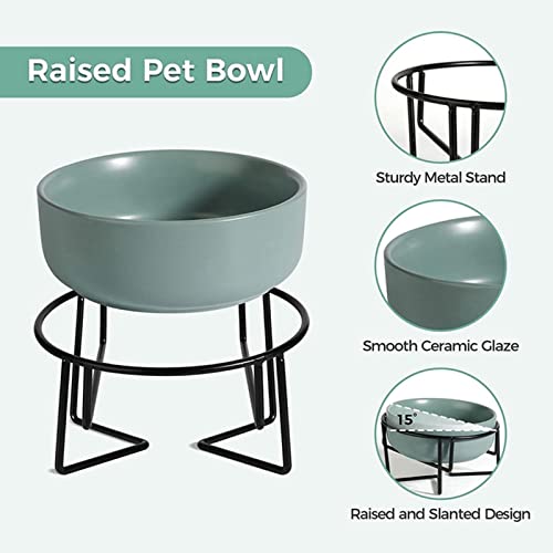 XKUN Cuenco Elevado para Perros Cerámica Levantada con Soporte De Metal, Alimentador De Mascotas Elevado Antideslizante, Alimentos Inclinados Y Tazón De Alimentación De Agua para Gato-Red