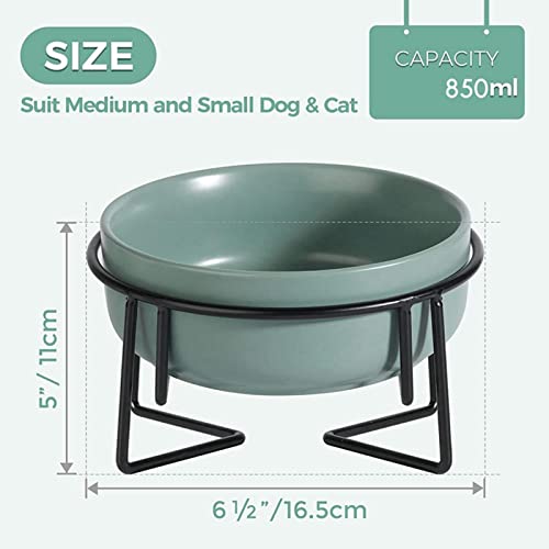 XKUN Cuenco Elevado para Perros Cerámica Levantada con Soporte De Metal, Alimentador De Mascotas Elevado Antideslizante, Alimentos Inclinados Y Tazón De Alimentación De Agua para Gato-Red