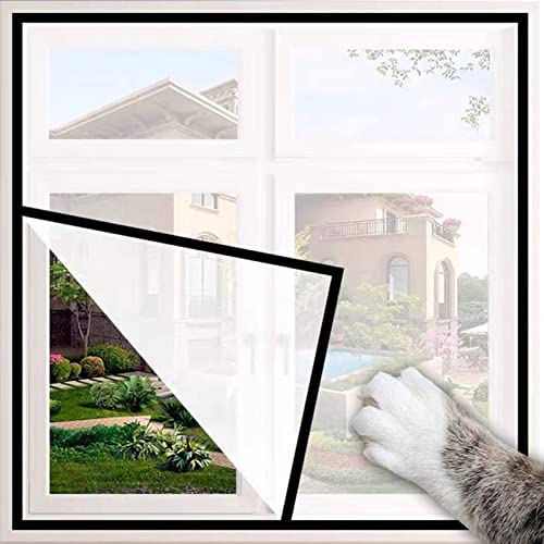 Xpnit Protección de ventana para gatos, malla de ventana para gatos, protección de ventana antiarañazos, mosquitera mosquitera (150 x 150 cm, malla negra-blanca)