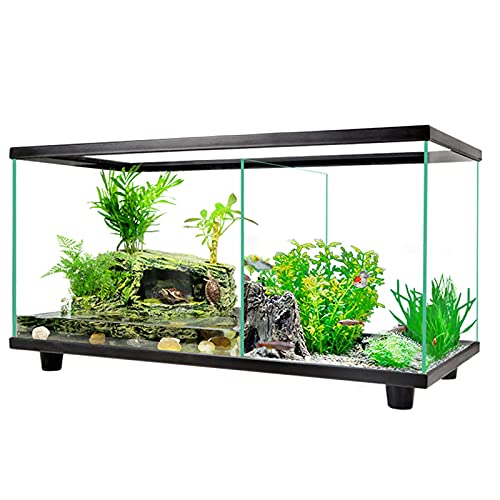 Xu Yuan Jia-Shop Tortuguera Tortuga Tank Turtle Sala de Estar Pequeño Pez Polocultura Ecological Tanque Paisaje Goldfish Vidrio Hogar Sin Tanque de Peces Agua Integrado Tortuguero (Size : L)