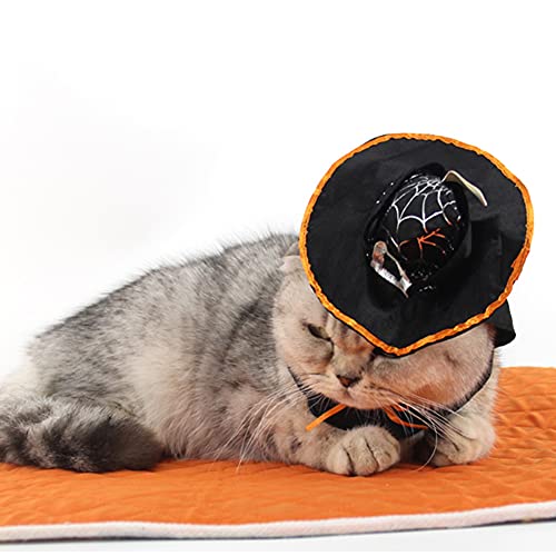 xueren Disfraces de Halloween para perros, disfraz de mago para mascotas con sombrero de mago, disfraz de cachorro y gato de Halloween
