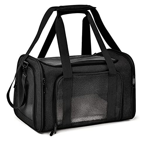 XXW Portátil Portátil, Transpirable Pequeño Portador De Perros Bolsa Plegado Acolchado Correa De Hombro Pet Transportador para Cachorros Cats Fleece Mat,Negro