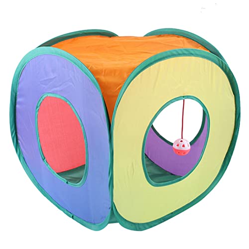 Y3 Túnel para gatos en el interior, plegable, cubo para gatos, divertido, tienda de campaña, juguete para escondite para gatos, gatitos, perros pequeños, entrenamiento, arco iris