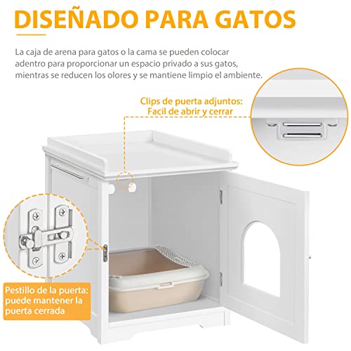 Yaheetech Arenero para Gatos Medianos Casa para Gato con Puerta Ventilado Caja de Arena para Gatos Blanca 48x53x57.5cm