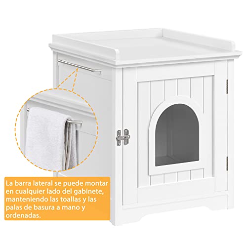 Yaheetech Arenero para Gatos Medianos Casa para Gato con Puerta Ventilado Caja de Arena para Gatos Blanca 48x53x57.5cm