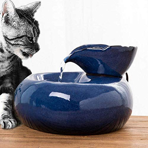 YanFeng Fuente de agua para gatos, fuente de bebida para mascotas, dispensador de agua de circulación automática de cerámica para mascotas para perros