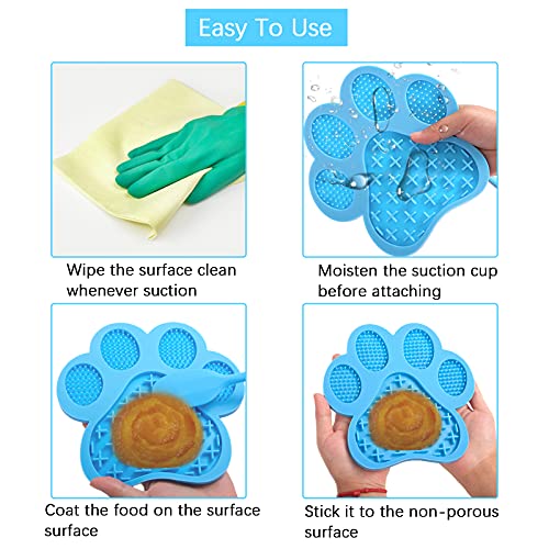 YANGLIN Tapete para Lamer, 2 piezas, Tapete de Silicona para Lamer Perros con Ventosa, Almohadilla de Alimentación Lenta, con Espátula de Silicona, para Baño, Aseo y Adiestramiento de Perros (azul)