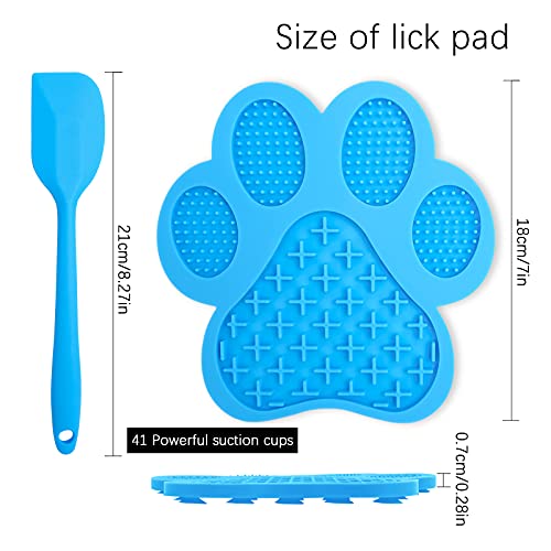 YANGLIN Tapete para Lamer, 2 piezas, Tapete de Silicona para Lamer Perros con Ventosa, Almohadilla de Alimentación Lenta, con Espátula de Silicona, para Baño, Aseo y Adiestramiento de Perros (azul)
