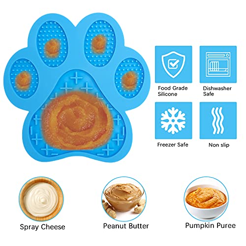 YANGLIN Tapete para Lamer, 2 piezas, Tapete de Silicona para Lamer Perros con Ventosa, Almohadilla de Alimentación Lenta, con Espátula de Silicona, para Baño, Aseo y Adiestramiento de Perros (azul)