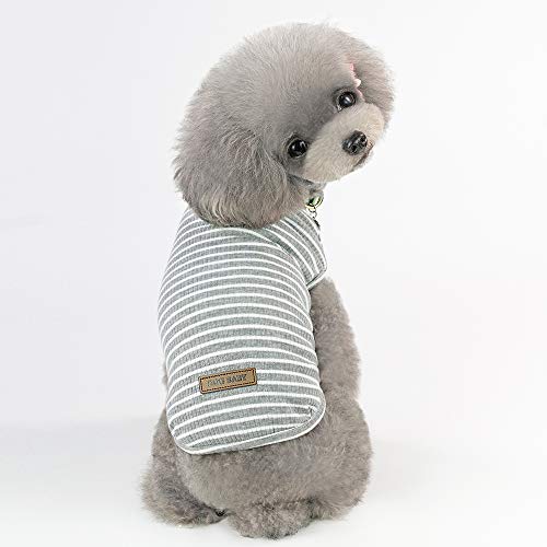 YAODHAOD Camiseta de algodón a rayas para perro, ropa de mascota para cachorro, camiseta transpirable elástica para perros pequeños y medianos (2 unidades) XL, Hellgrün + gris