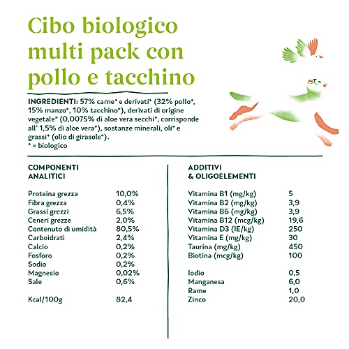 Yarrah Alimento Seco Biológico para Gatos Multipack Paté - 8 x 100gr - Pollo y Pavo - sin Cereales