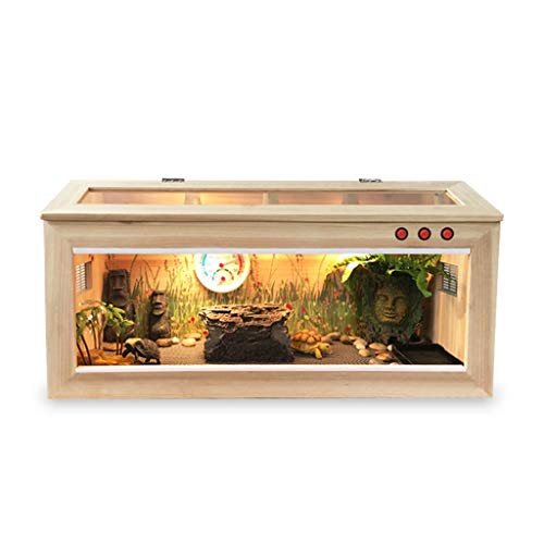 YCDJCS Caja de Madera Caja de Vivarium Crianza Ver Lagarto Tortuga Serpiente Jaula Hábitat Transporte Pet Shop Caja del Gato del Perro casa del Animal doméstico (Color : Brown, Size : 80 * 40 * 40cm)