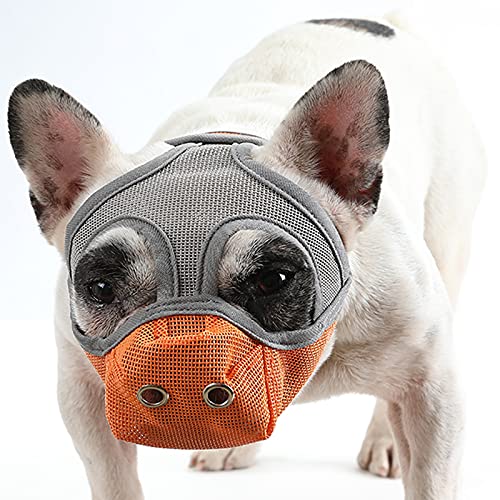 YHSW Bozal para Mascotas,Bulldogs,máscara de Perro hocico Corto,bozal Bulldog Malla Ajustable y Transpirable,Anti-mordiscos Anti-mordiscos,masticadores ladridos (10kg / 13kg)
