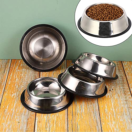Yhuasia Comedero Gato y Perro, 3 Piezas Cuencos Antideslizantes Gatos, Acero Inoxidable Cuencos Gatos, Comedero para Perro, Cuencos para Gatos, para Gato Hámster Pequeño Cachorro Perros Animales
