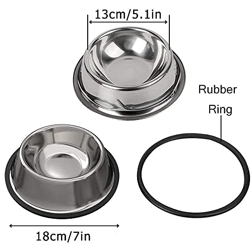 Yhuasia Comedero Gato y Perro, 3 Piezas Cuencos Antideslizantes Gatos, Acero Inoxidable Cuencos Gatos, Comedero para Perro, Cuencos para Gatos, para Gato Hámster Pequeño Cachorro Perros Animales