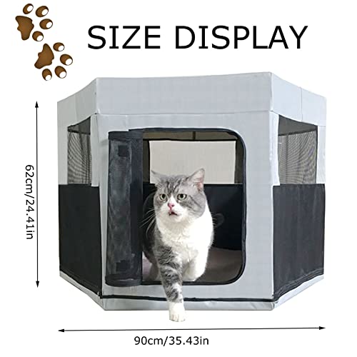 YHWD Caja ProduccióN Gatos Embarazo para Mascotas Medio Abierta, Mascotas con Pared De Resina Jaula para Perros Y Gatos, Sala De Partos Y Carpa Al Aire Libre,Gris,S