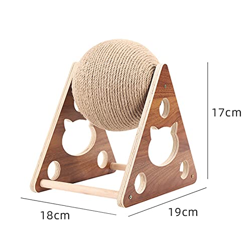 YIDAI Juguetes Rascador de gato, bola rascador de sisal natural, bola de madera maciza para gatos, rascador de gato con bola, Rascador de gato para gatos de interior