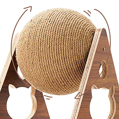 YIDAI Juguetes Rascador de gato, bola rascador de sisal natural, bola de madera maciza para gatos, rascador de gato con bola, Rascador de gato para gatos de interior