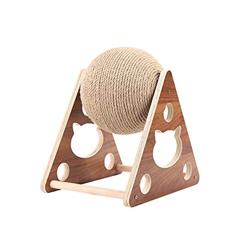 YIDAI Juguetes Rascador de gato, bola rascador de sisal natural, bola de madera maciza para gatos, rascador de gato con bola, Rascador de gato para gatos de interior