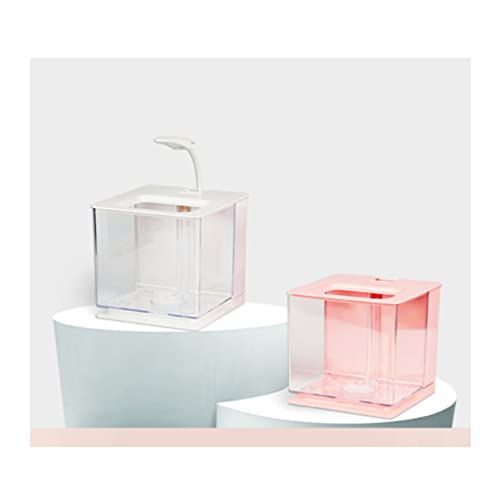 YIFEI2013-SHOP acuarios Escritorio Creativo Tanque de Peces LED Luz Pequeño Pez Goldfish Fighting Tank Sin Cambio de Agua Decoración Tanque de Peces Ornamentales peceras (Color : Pink)