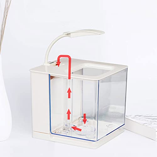 YIFEI2013-SHOP acuarios Escritorio Creativo Tanque de Peces LED Luz Pequeño Pez Goldfish Fighting Tank Sin Cambio de Agua Decoración Tanque de Peces Ornamentales peceras (Color : Pink)