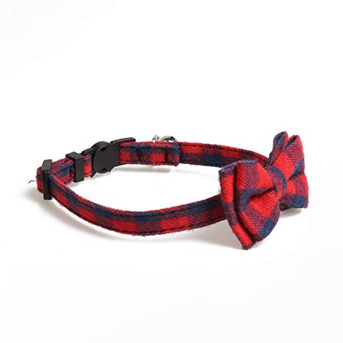 Yih Vane 2 Piezas de Corbata de Lazo y Cuello de Gato a Cuadros clásico con Cuello Ajustable de Campana para Gatos - Rojo y Rosa