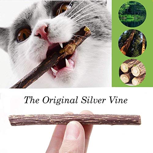 YIHAO Catnip Sticks 40 PCS Organic Cat Catnip Toys Natural Plant Matatabi Silver Vine Chew Sticks Cleaning Teeth Molar Tools Kitten Cat Chew Toy Natural Catnip