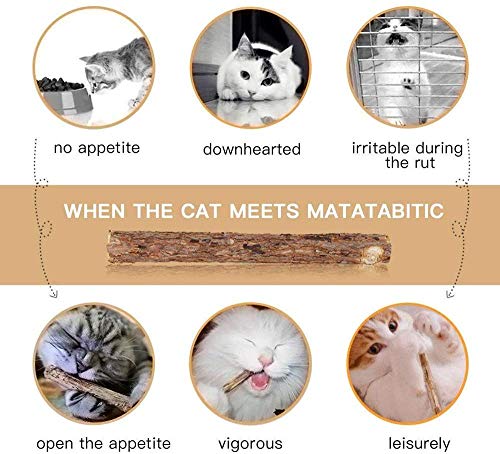 YIHAO Catnip Sticks 40 PCS Organic Cat Catnip Toys Natural Plant Matatabi Silver Vine Chew Sticks Cleaning Teeth Molar Tools Kitten Cat Chew Toy Natural Catnip