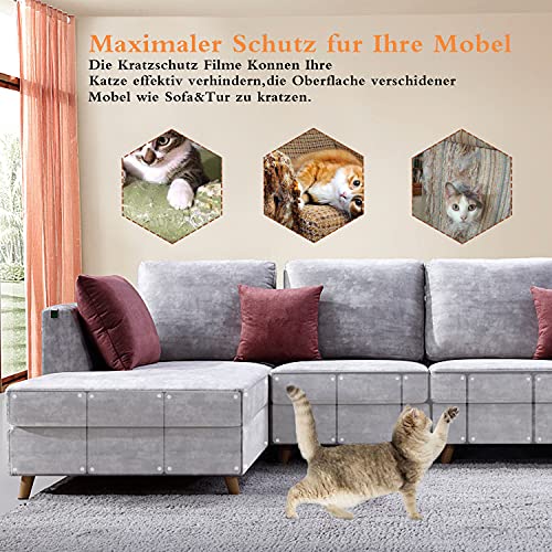 YISKY Protector Sofa Gatos Arañazo, 8 Pcs Protector Muebles Gatos, Fundas de Sofá Autoadhesivas Transparentes para Gatos con 20 Tornillos, Protector Rascador Antirrasguños para Muebles