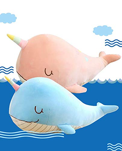 YLJJ Narwhal - Almohada de peluche con forma de ballena de unicornio (60 cm), color rosa