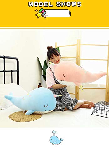YLJJ Narwhal - Almohada de peluche con forma de ballena de unicornio (60 cm), color rosa