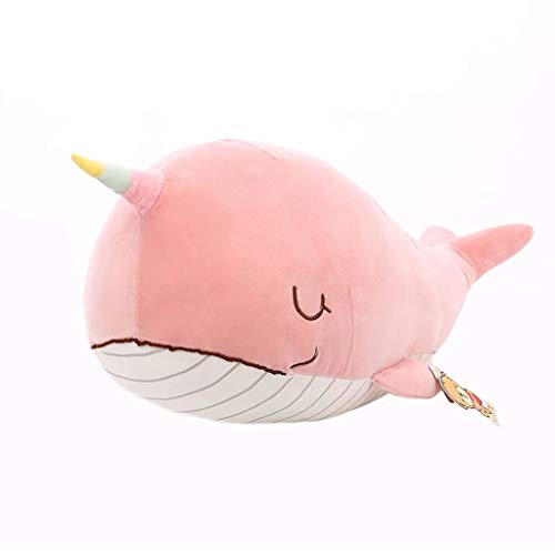 YLJJ Narwhal - Almohada de peluche con forma de ballena de unicornio (60 cm), color rosa