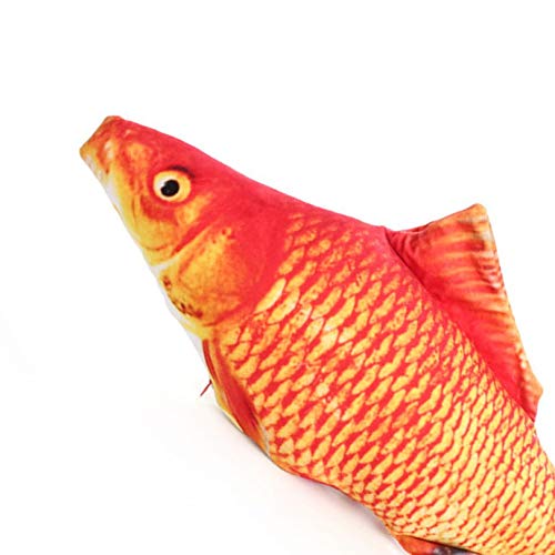 YLWL Creativo 3D Carpa Pez Forma Gato Juguete Simulación Lindo Pez de Peluche Juguete para Mascota Regalo Catnip Pez Almohada Muñeca de Peluche