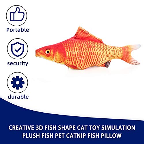 YLWL Creativo 3D Carpa Pez Forma Gato Juguete Simulación Lindo Pez de Peluche Juguete para Mascota Regalo Catnip Pez Almohada Muñeca de Peluche