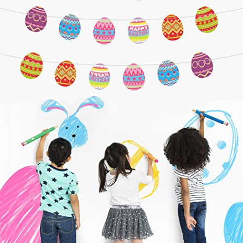 YOFAPA Juego de carteles de Pascua: banderines de Pascua coloridos de doble cara para colgar, guirnalda de fiesta para el hogar, jardín, iglesia, decoración de la escuela