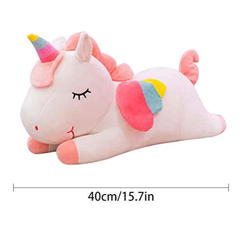 Yolluu Juguete suave de unicornio, para niños, diseño de unicornio de terciopelo, peluche de peluche de peluche de color suave con cola de arco iris, regalo para niñas