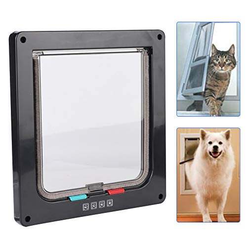 YOUTHINK Abs Acrílico Pantalla para Mascotas Puerta Ventana Cerradura Impermeable Medio Perro Puerta para Gato Puerta para Gato (XL-Negro/Marrón/Blanco)(Negro)