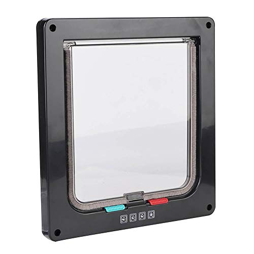 YOUTHINK Abs Acrílico Pantalla para Mascotas Puerta Ventana Cerradura Impermeable Medio Perro Puerta para Gato Puerta para Gato (XL-Negro/Marrón/Blanco)(Negro)