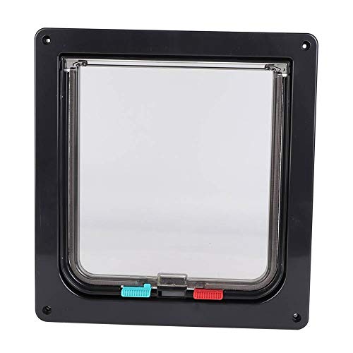 YOUTHINK Abs Acrílico Pantalla para Mascotas Puerta Ventana Cerradura Impermeable Medio Perro Puerta para Gato Puerta para Gato (XL-Negro/Marrón/Blanco)(Negro)