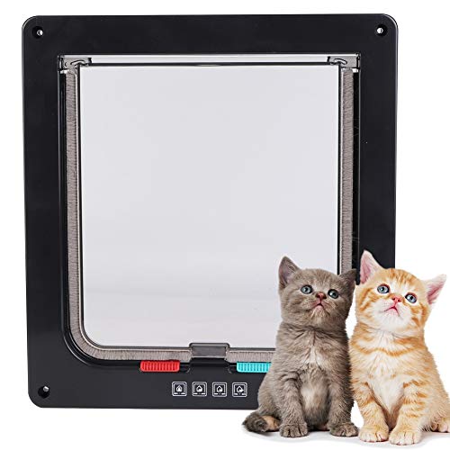 YOUTHINK Abs Acrílico Pantalla para Mascotas Puerta Ventana Cerradura Impermeable Medio Perro Puerta para Gato Puerta para Gato (XL-Negro/Marrón/Blanco)(Negro)