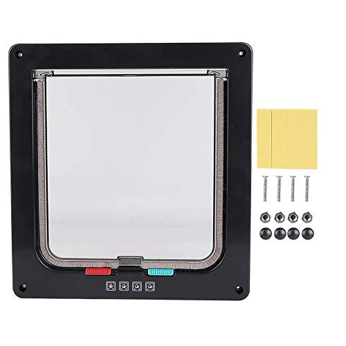 YOUTHINK Abs Acrílico Pantalla para Mascotas Puerta Ventana Cerradura Impermeable Medio Perro Puerta para Gato Puerta para Gato (XL-Negro/Marrón/Blanco)(Negro)