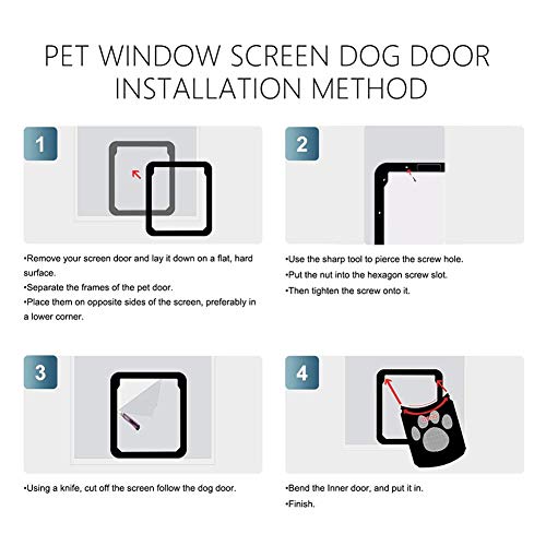 YTLJJ Puerta para Gatos Gatera Mascotas Puerta para Gato Corredera Mosquitera Giratoria Puerta De Pantalla para Mascotas Puerta Magnética Cierre Automática para Perros para Perros,Cachorros,Gatos,L