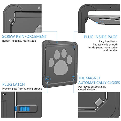 YTLJJ Puerta para Gatos Gatera Mascotas Puerta para Gato Corredera Mosquitera Giratoria Puerta De Pantalla para Mascotas Puerta Magnética Cierre Automática para Perros para Perros,Cachorros,Gatos,L