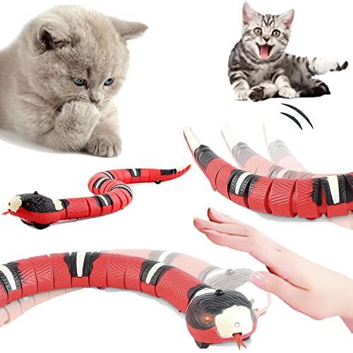 Yuanxianglong Juguete De Serpiente De Detección Inteligente, Juguete Inteligente para Gato con Forma De Serpiente, Juguete para Gatos Que Se Mueve para Jardín (Red)