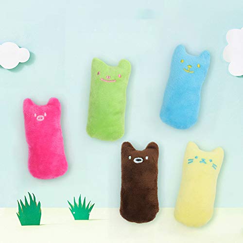 Yudanny 5 Piezas de Juguete de Mordedor de Dientes de Gatito Juguete de Peluche de Gato para Moler Los Dientes